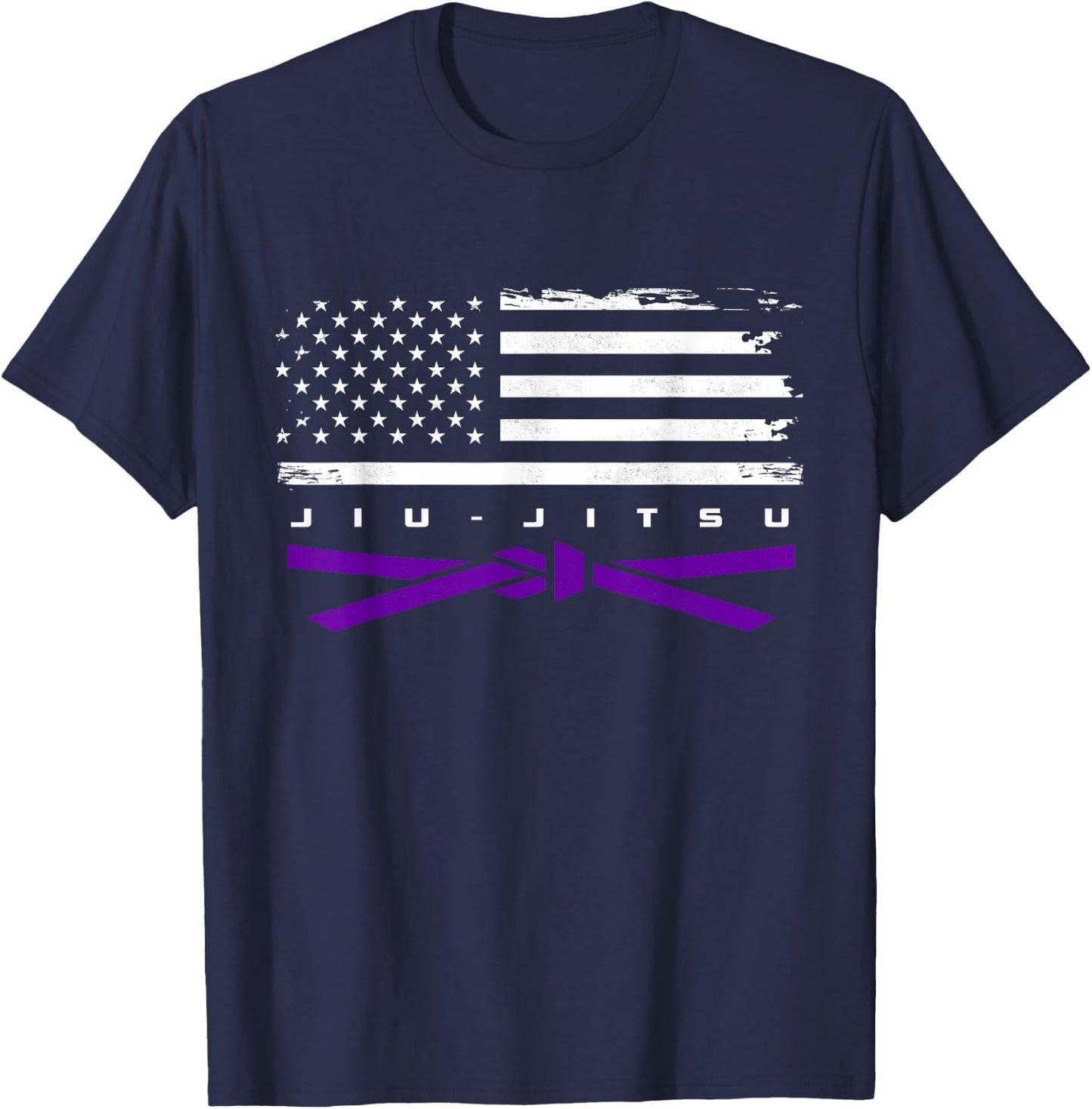 American Flag Jiu - Jitsu Apparel - Purple Belt Jiu Jitsu T-Shirt - T-Shirt | Navy