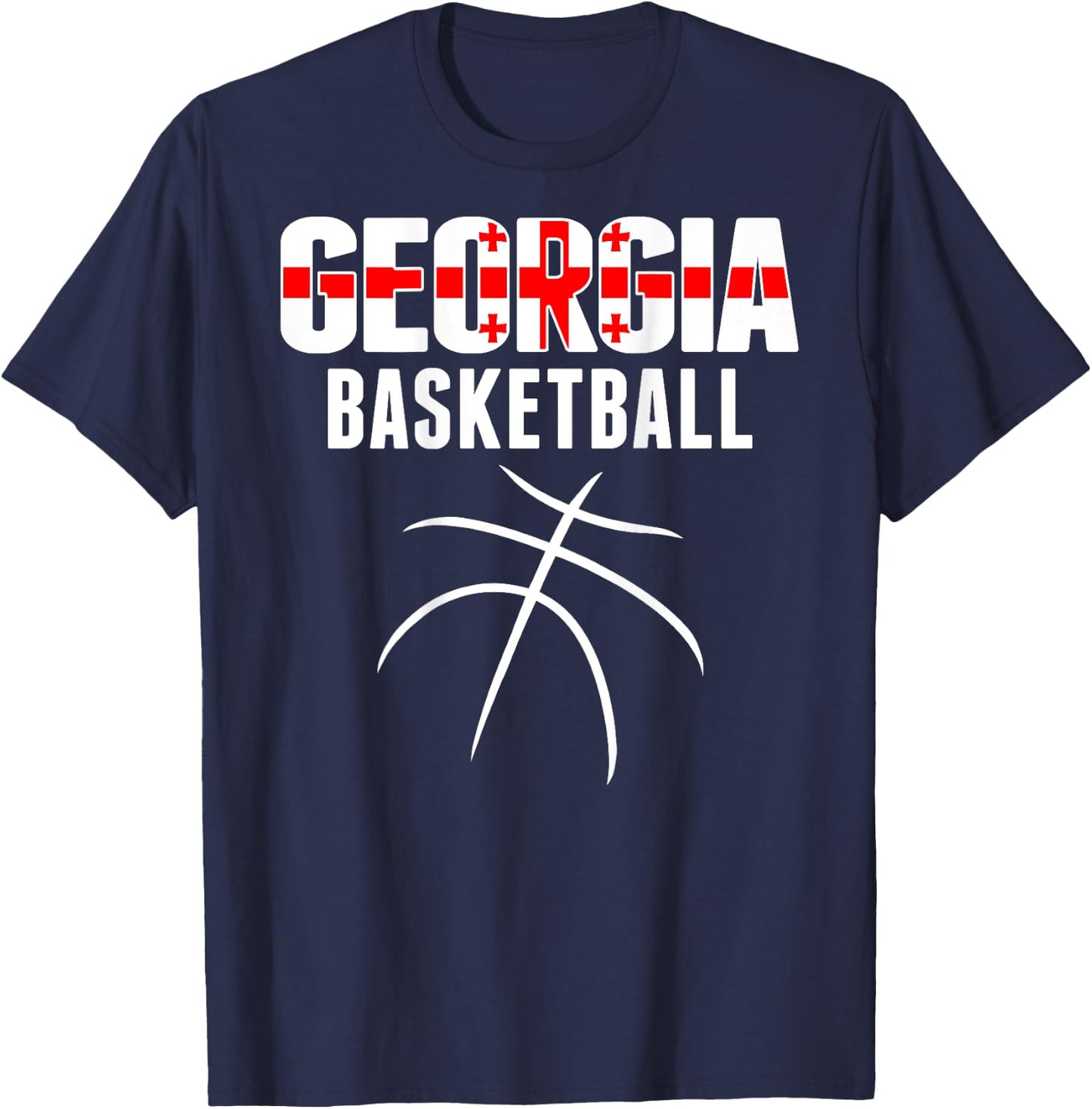Georgia Basketball Fans Jersey - Georgian Flag Sport Lovers T-Shirt - T-Shirt | Navy