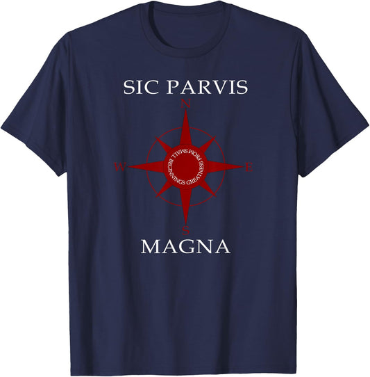 Sic Parvis Magna Compass for uncharted territories T-Shirt - T-Shirt | Navy