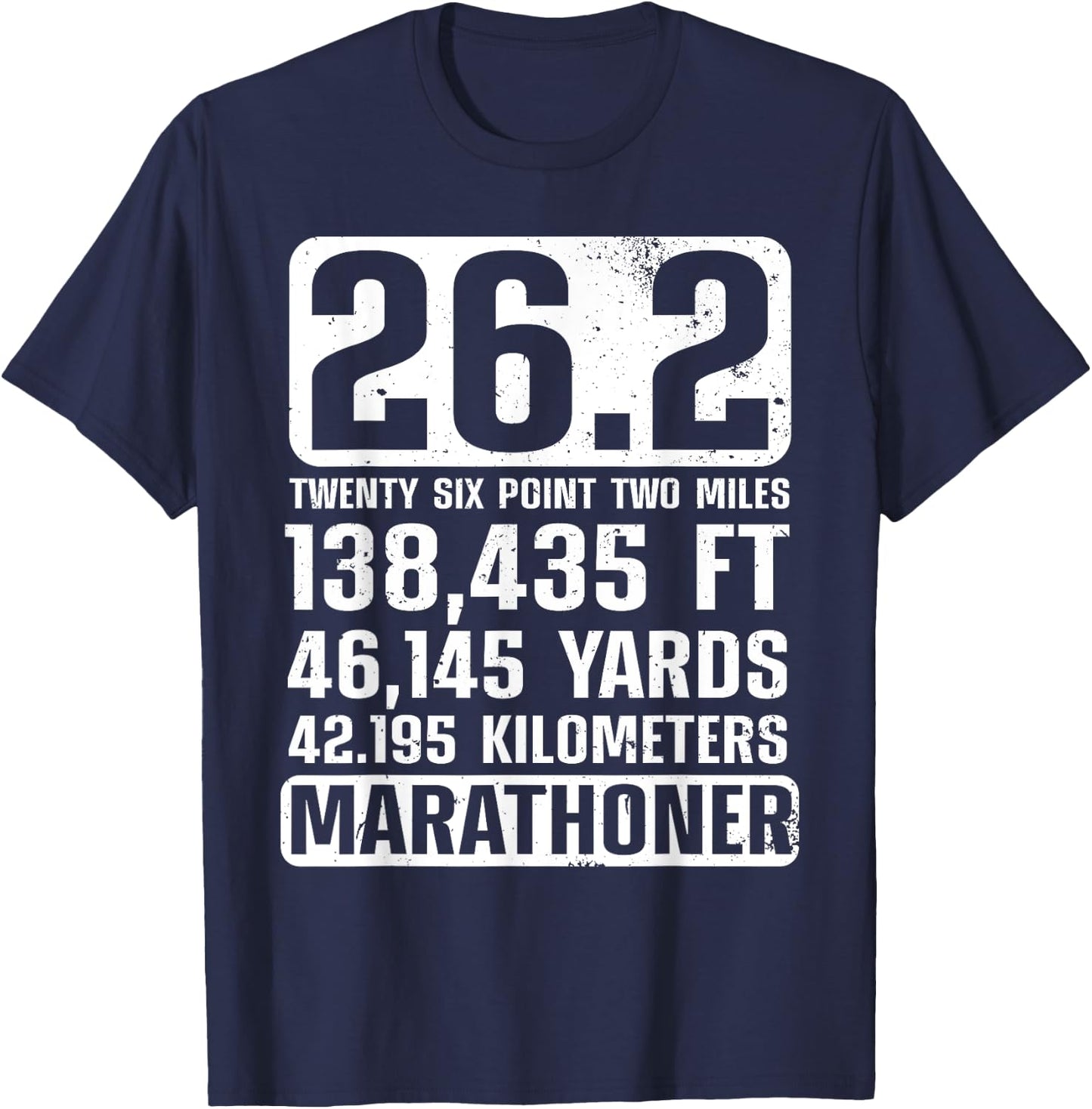 Cool Marathon Art Men Women Marathoner Running 26.2 Finisher T-Shirt - T-Shirt | Navy
