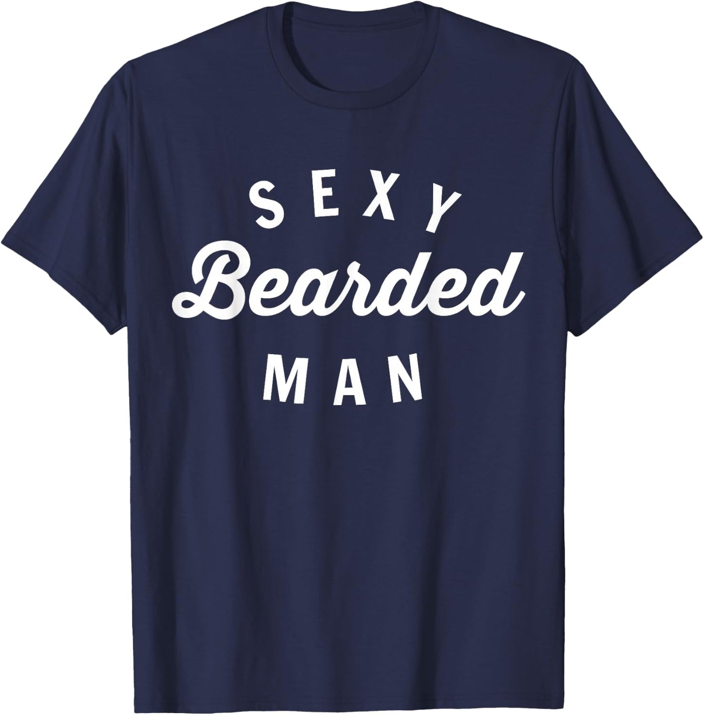 Funny Minimal Sexy Bearded Man - Couples Shirt Gift T-Shirt - T-Shirt | Navy