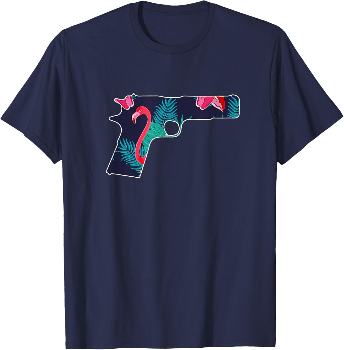Tropical Gun Lover Firearm Beach Hawaiian Aloha Gun Hawaiian Men Women T-Shirt - T-Shirt | Navy