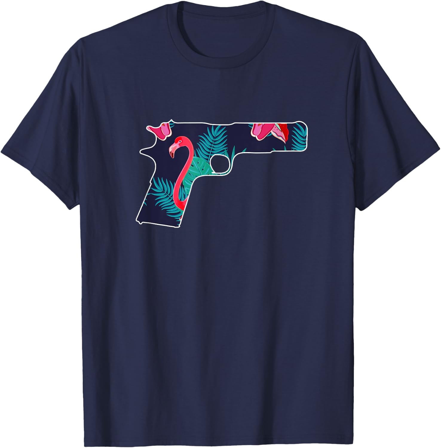 Tropical Gun Lover Firearm Beach Hawaiian Aloha Gun Hawaiian Men Women T-Shirt - T-Shirt | Navy