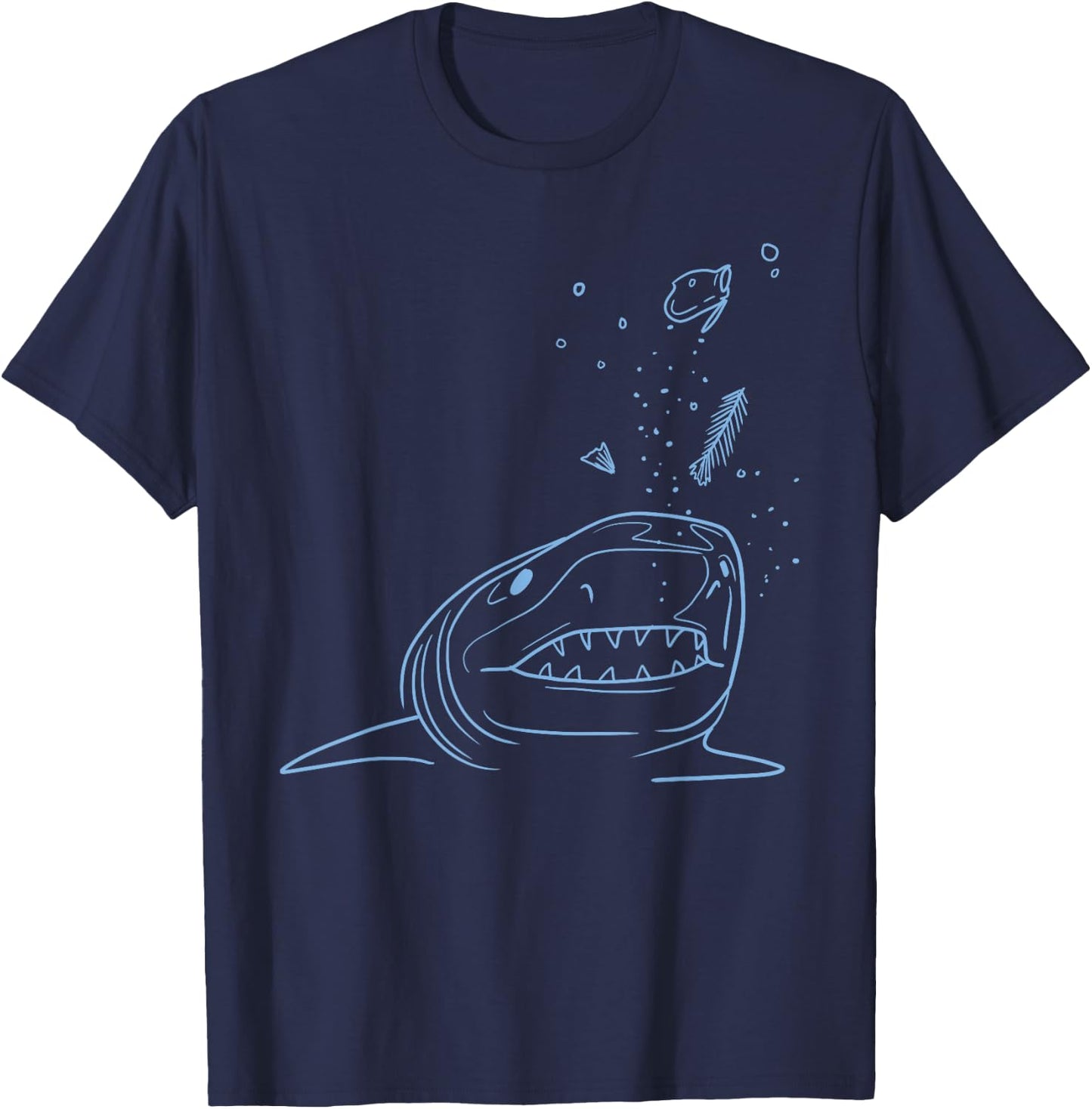 Burping Stuffed Full Shark Funny Belch Sea Ocean Animal Gift T-Shirt - T-Shirt | Navy