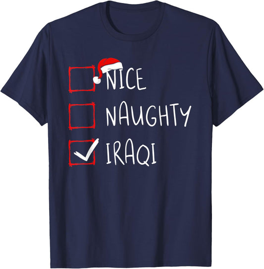 Nice Naughty Iraq Christmas Iraqi Heritage Roots T-Shirt - T-Shirt | Navy