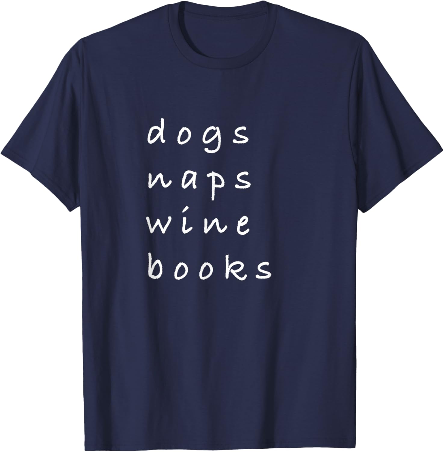 Dogs Naps Wine Books T-Shirt - T-Shirt | Navy