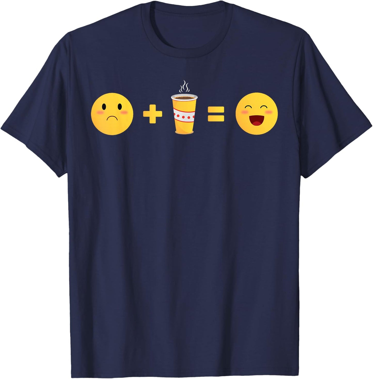 Mood - Coffee - Face Math - Emoticon - Sadboi - Smile T-Shirt - T-Shirt | Navy