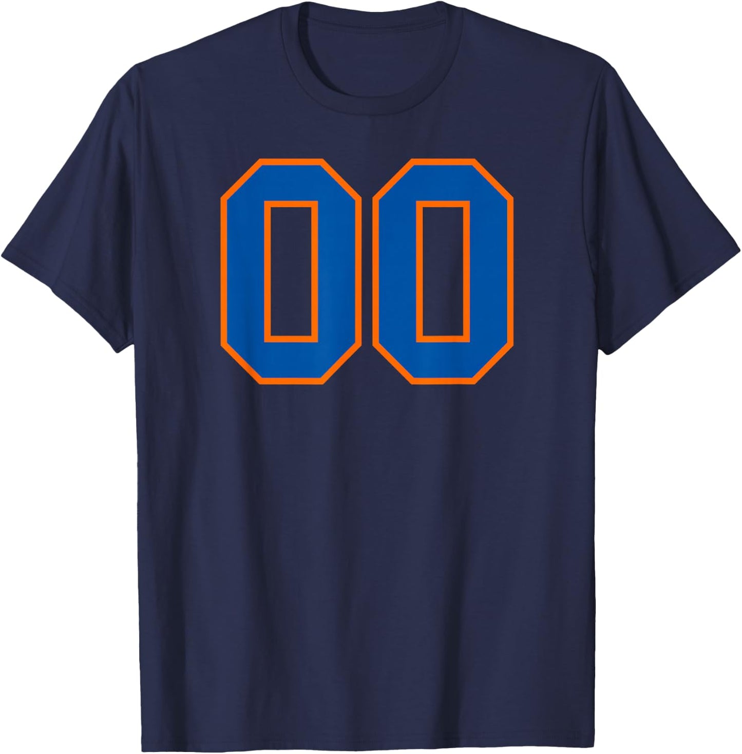 Number #00 Sport Blue Orange Number T-Shirt - T-Shirt | Navy