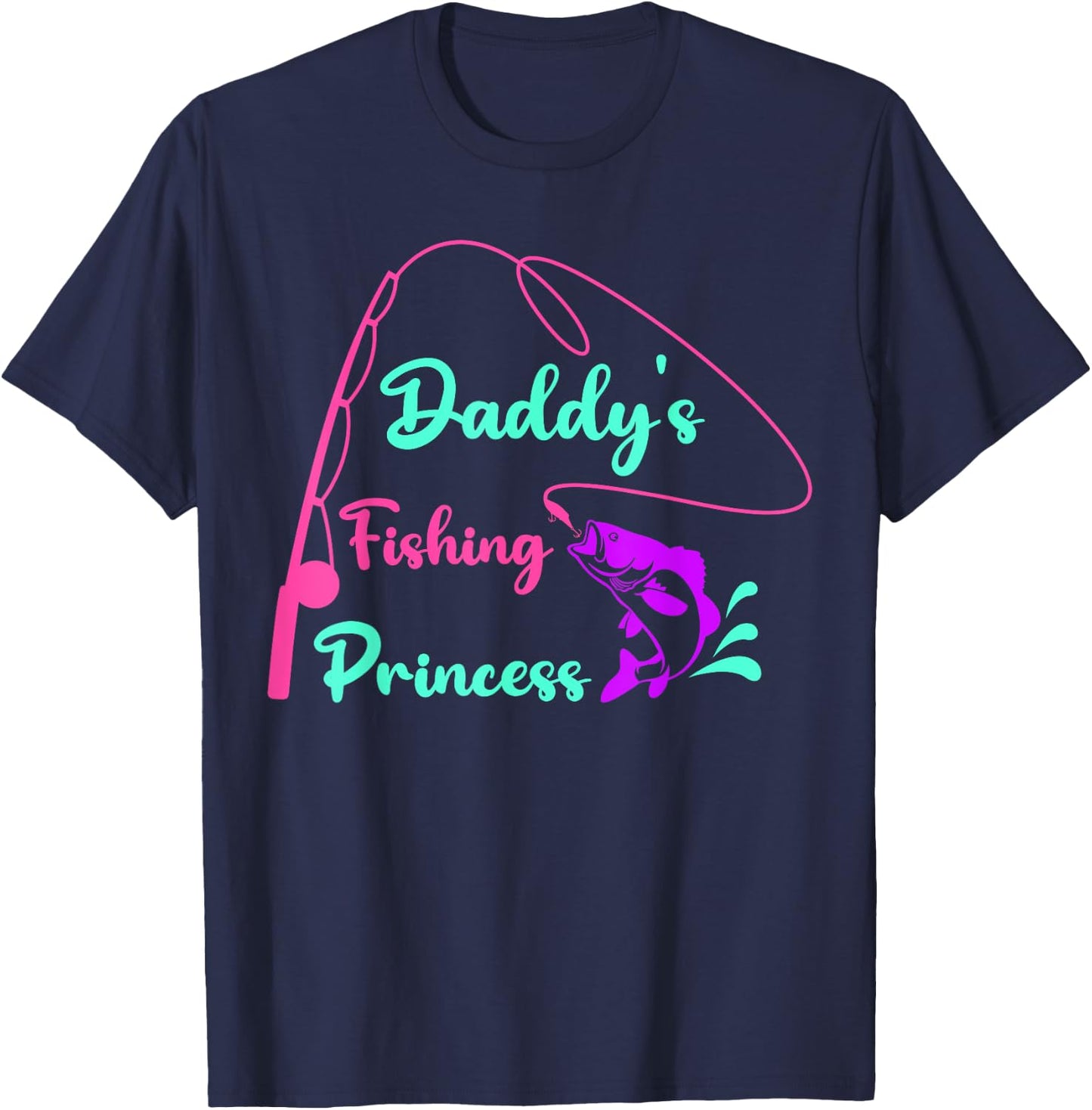 Funny Kids Daddy's Fishing Princess T-Shirt - T-Shirt | Navy