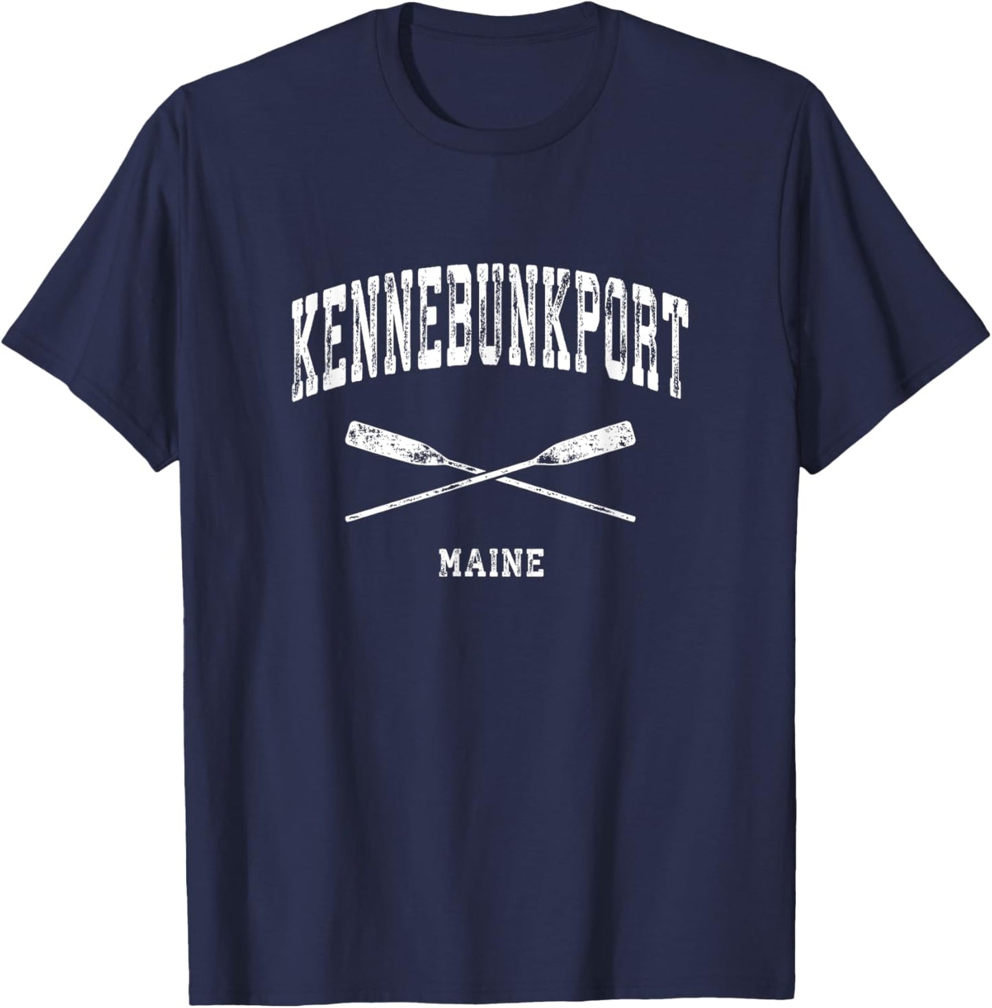 Kennebunkport Maine Vintage Nautical Crossed Oars T-Shirt - T-Shirt | Navy