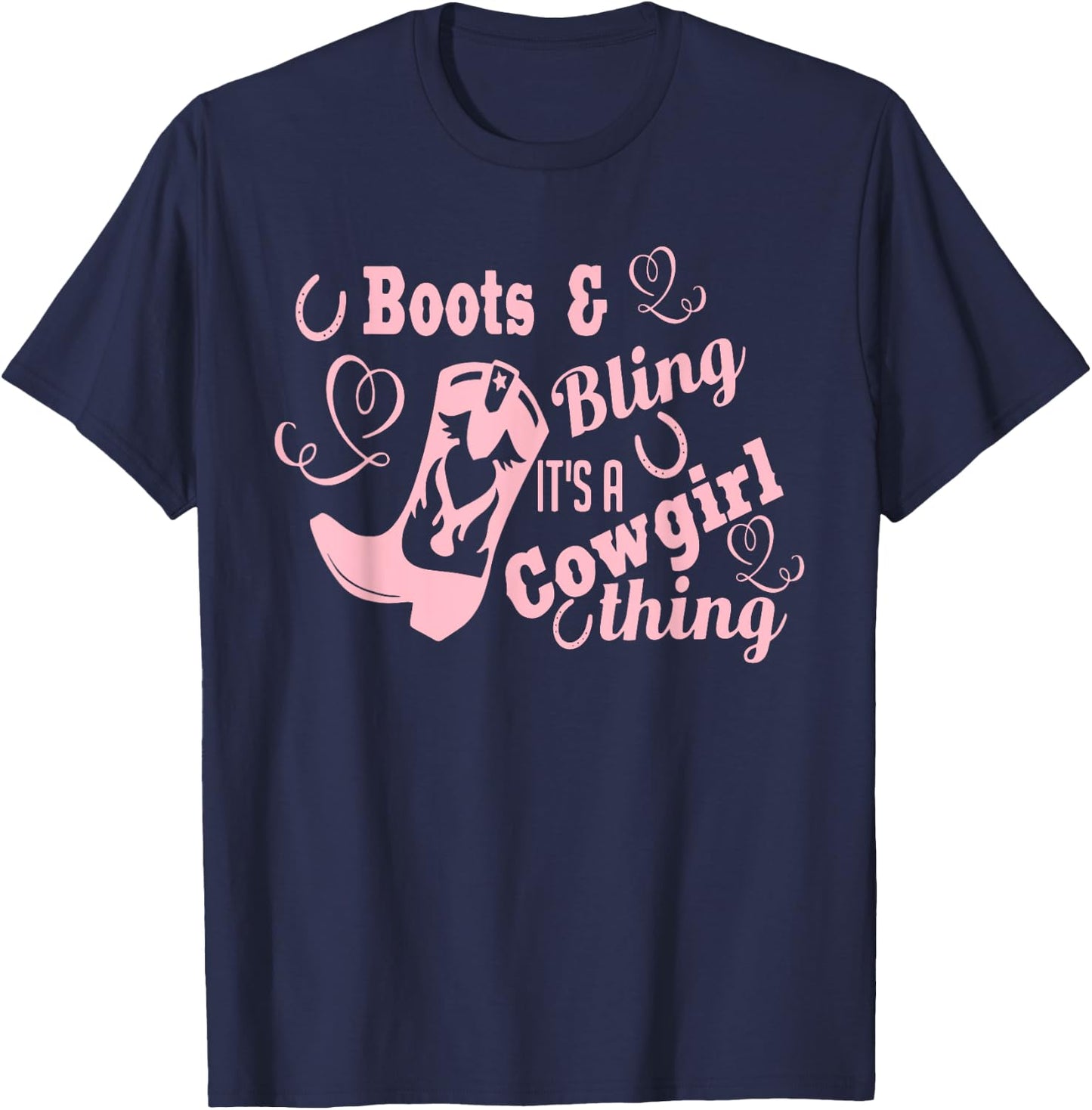 Princess Cowgirl Gift Girls Cowboy Boots Horse Lover Ladies T-Shirt - T-Shirt | Navy