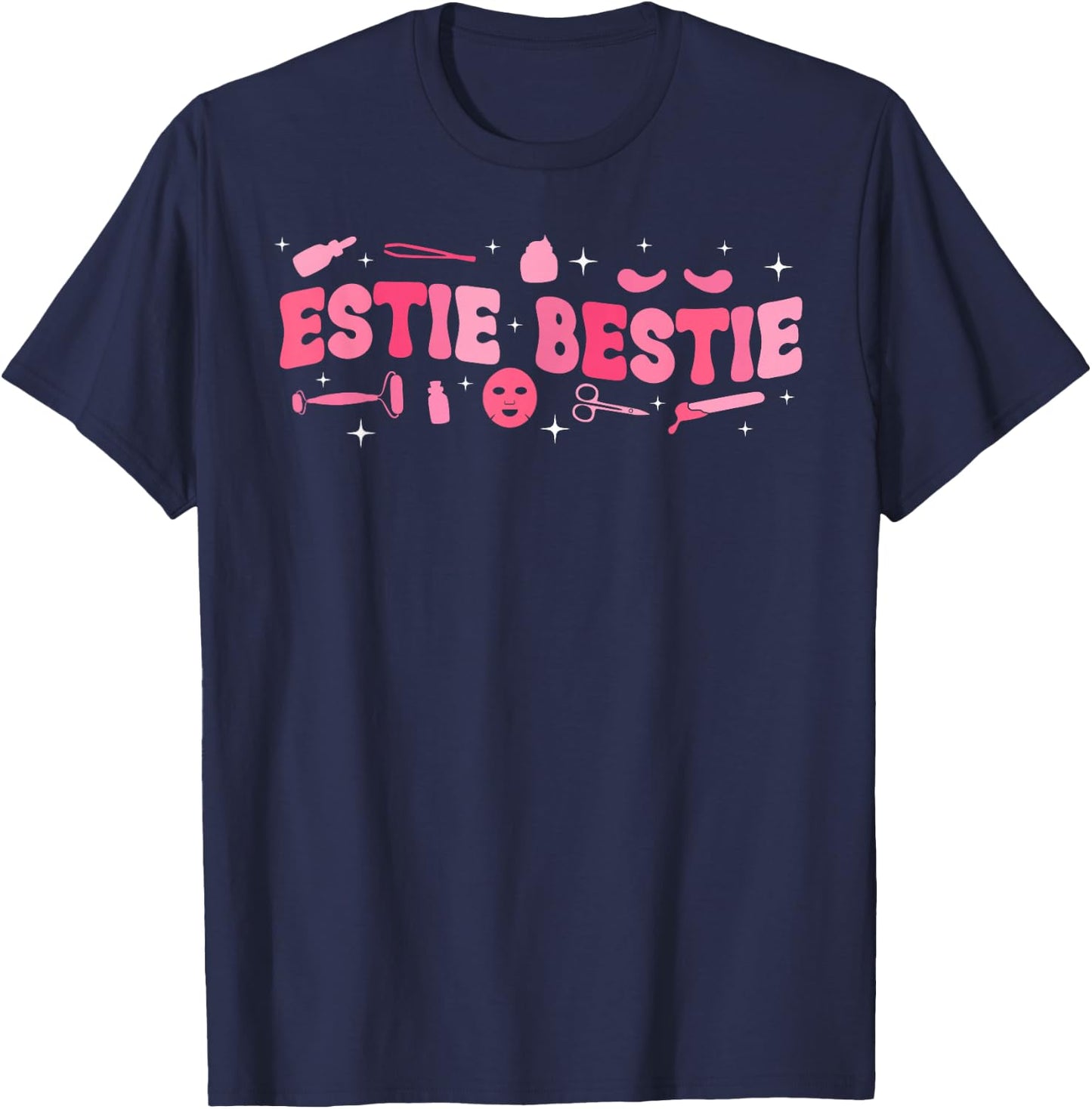 Estie Bestie Esthetician Esthetics Groovy Estheticians T-Shirt - T-Shirt | Navy