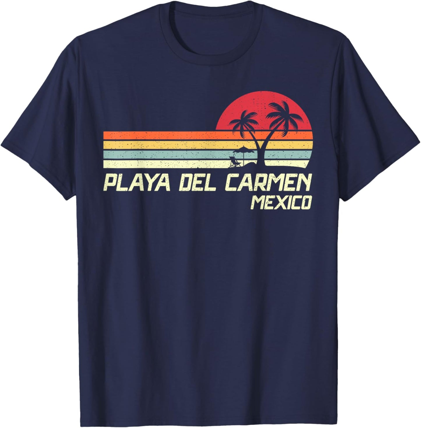 Summer Vacation Vintage Mexico Playa Del Carmen Beach T-Shirt - T-Shirt | Navy