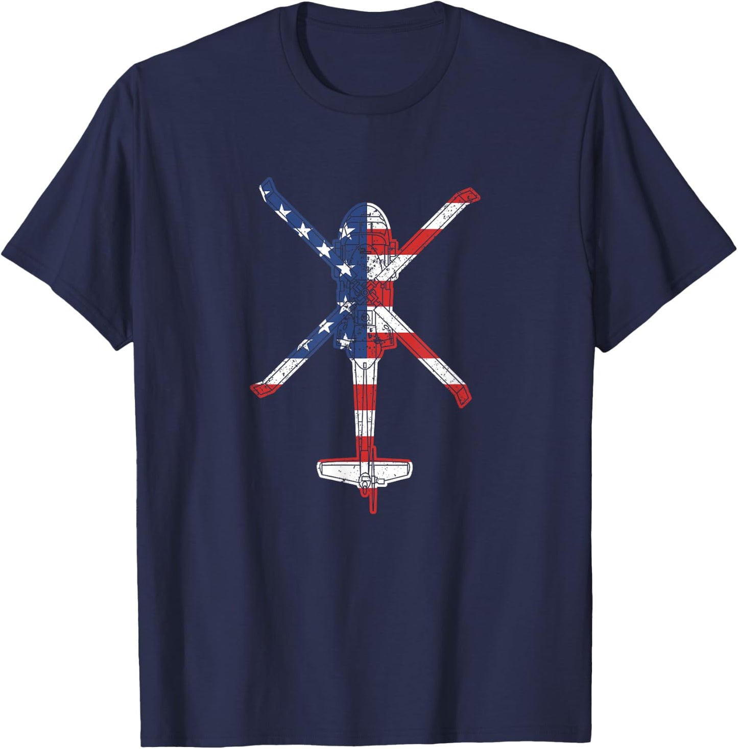 Blackhawk American Flag Military Attack Helicopter UH60 Men T-Shirt - T-Shirt | Navy