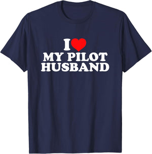 I Love My Pilot Husband T-Shirt - T-Shirt | Navy