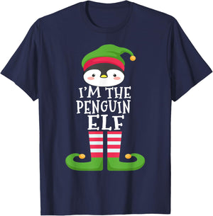 Penguin Lover's Family Matching Christmas Elf Costume Pajama T-Shirt - T-Shirt | Navy