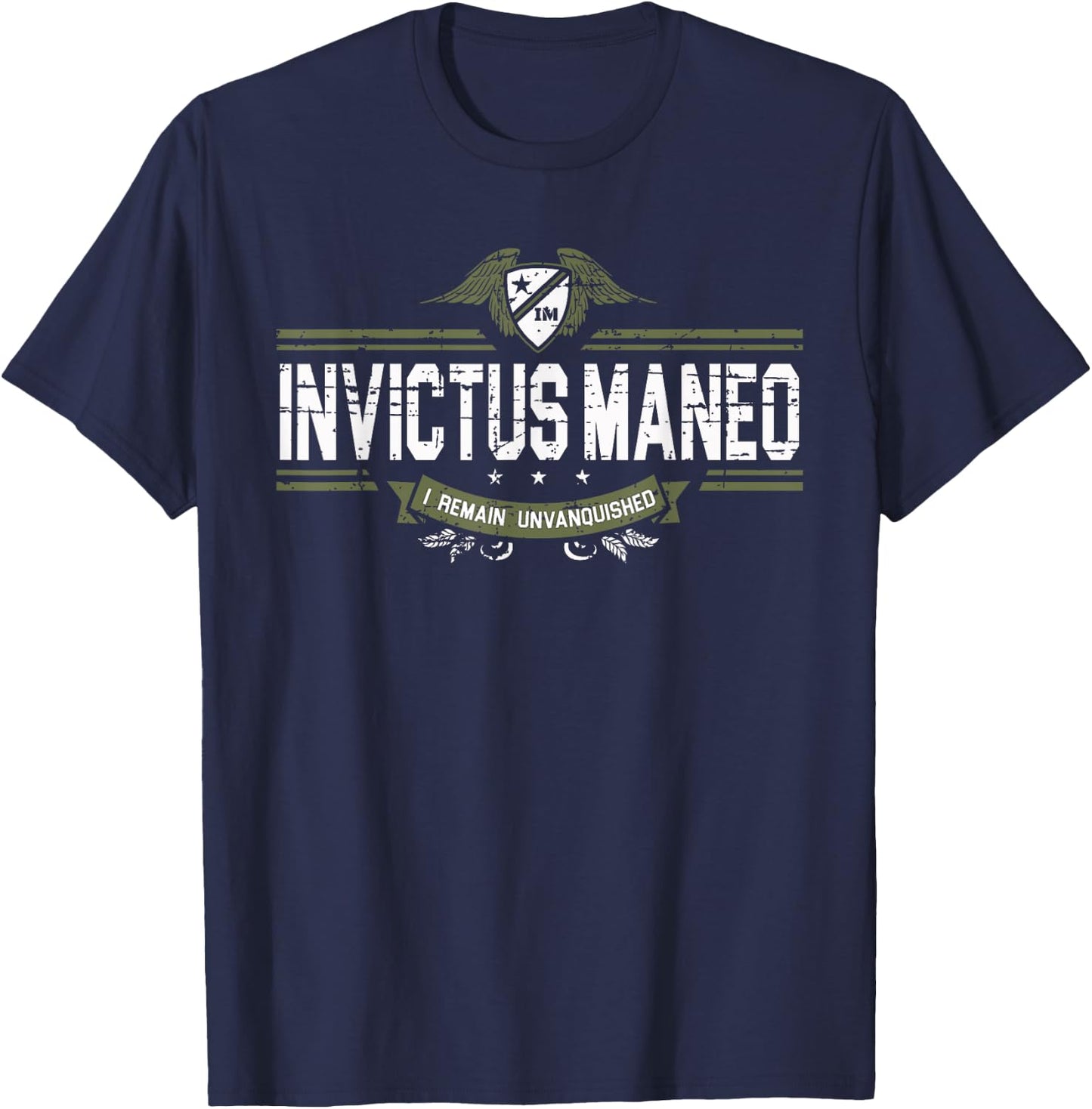 Invictus Maneo - meaning in Latin "I Remain Unvanquished" T-Shirt - T-Shirt | Navy