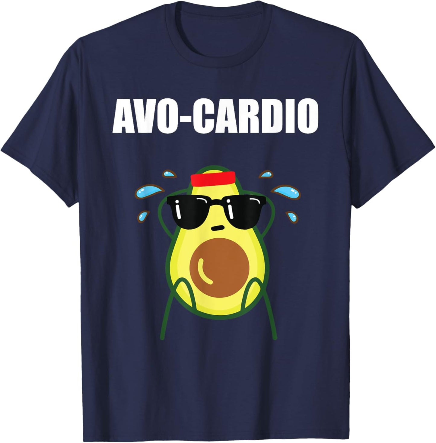 Funny Gym Exercise Pun Avocado Avo-Cardio T-Shirt - T-Shirt | Navy