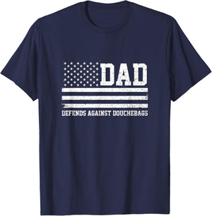 Dad Defends Against Douchebags Apparel Father Day Quote T-Shirt - T-Shirt | Navy