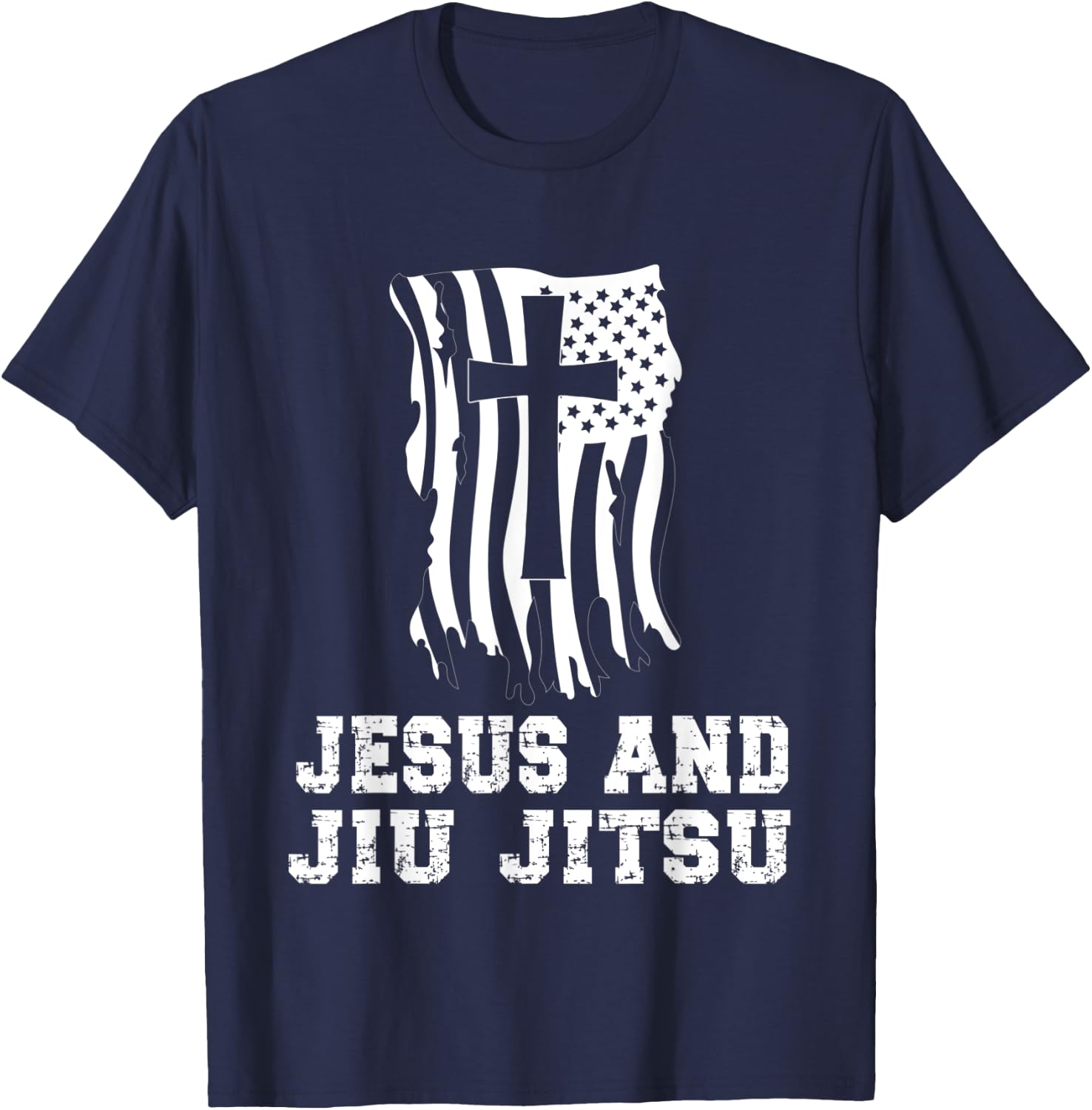 Jesus And Jiu Jitsu Design for Christian Martial Arts Fan T-Shirt - T-Shirt | Navy