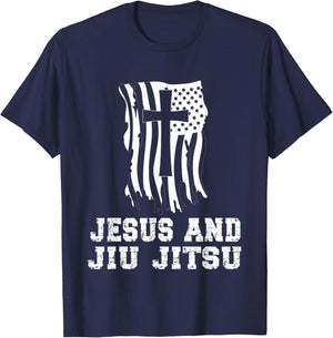 Jesus And Jiu Jitsu Design for Christian Martial Arts Fan T-Shirt - T-Shirt | Navy