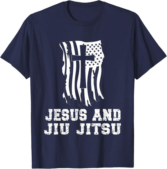 Jesus And Jiu Jitsu Design for Christian Martial Arts Fan T-Shirt - T-Shirt | Navy