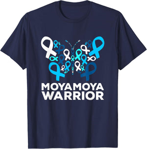 Moyamoya Disease Awareness Butterfly Support Ribbon T-Shirt - T-Shirt | Navy