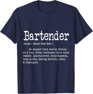 Funny Bartender Definition Graphic & More Bartender Definition Funny Bartending Bar Drinks Graphic T-Shirt - T-Shirt | Navy