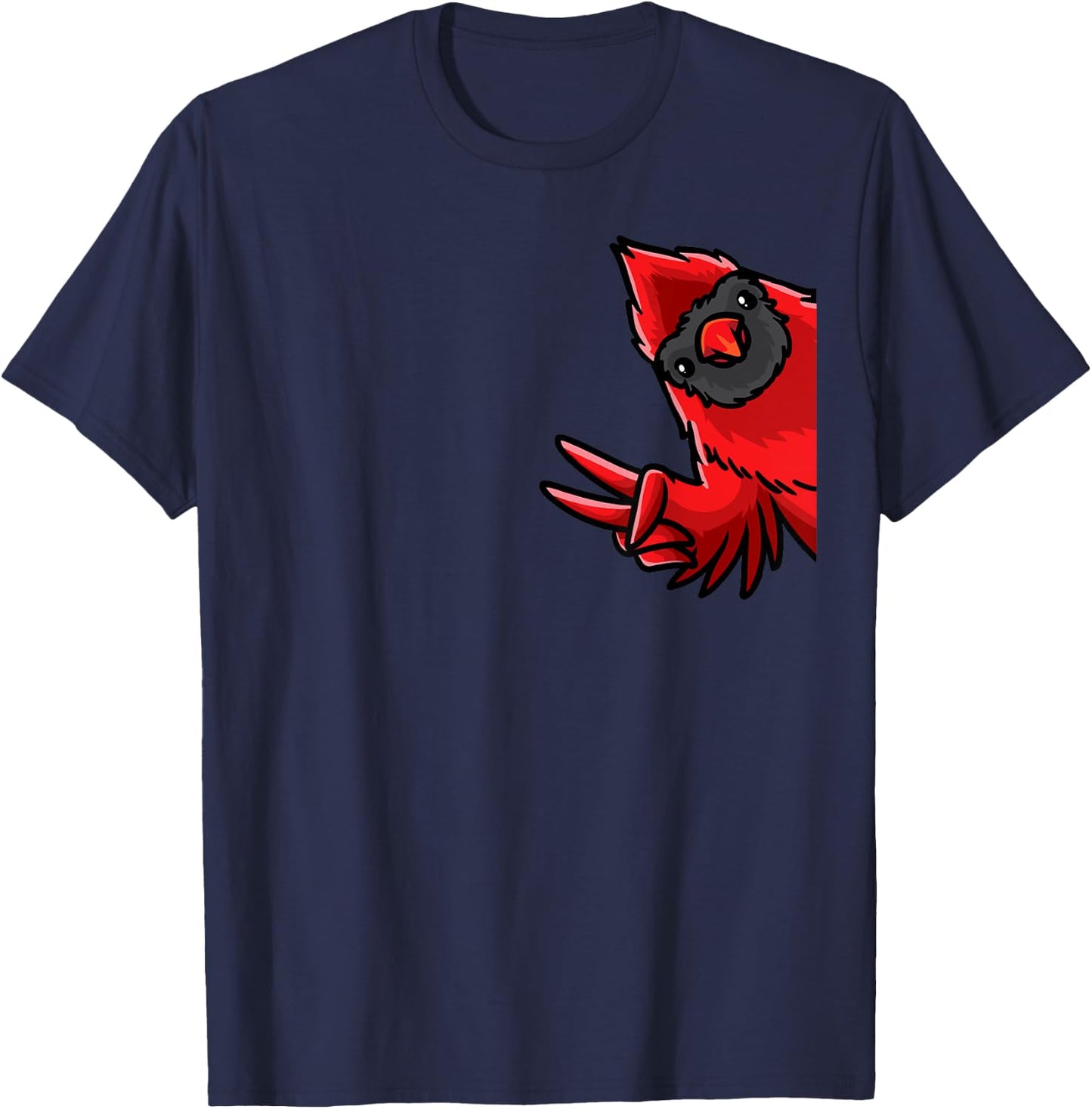Northern Cardinal Bird Red Cardinal From Side T-Shirt - T-Shirt | Navy