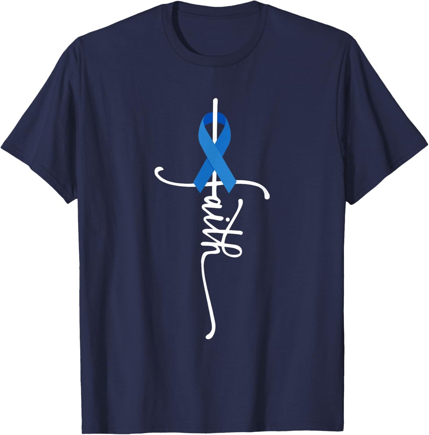 Colon Cancer Faith Colon Cancer Awareness T-Shirt - T-Shirt | Navy