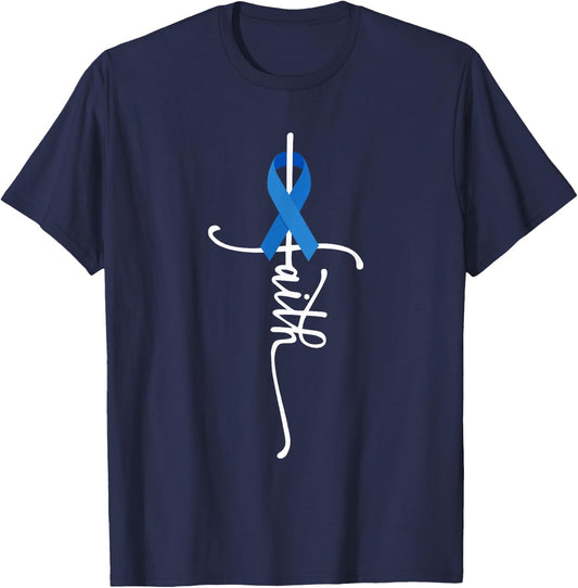Colon Cancer Faith Colon Cancer Awareness T-Shirt - T-Shirt | Navy