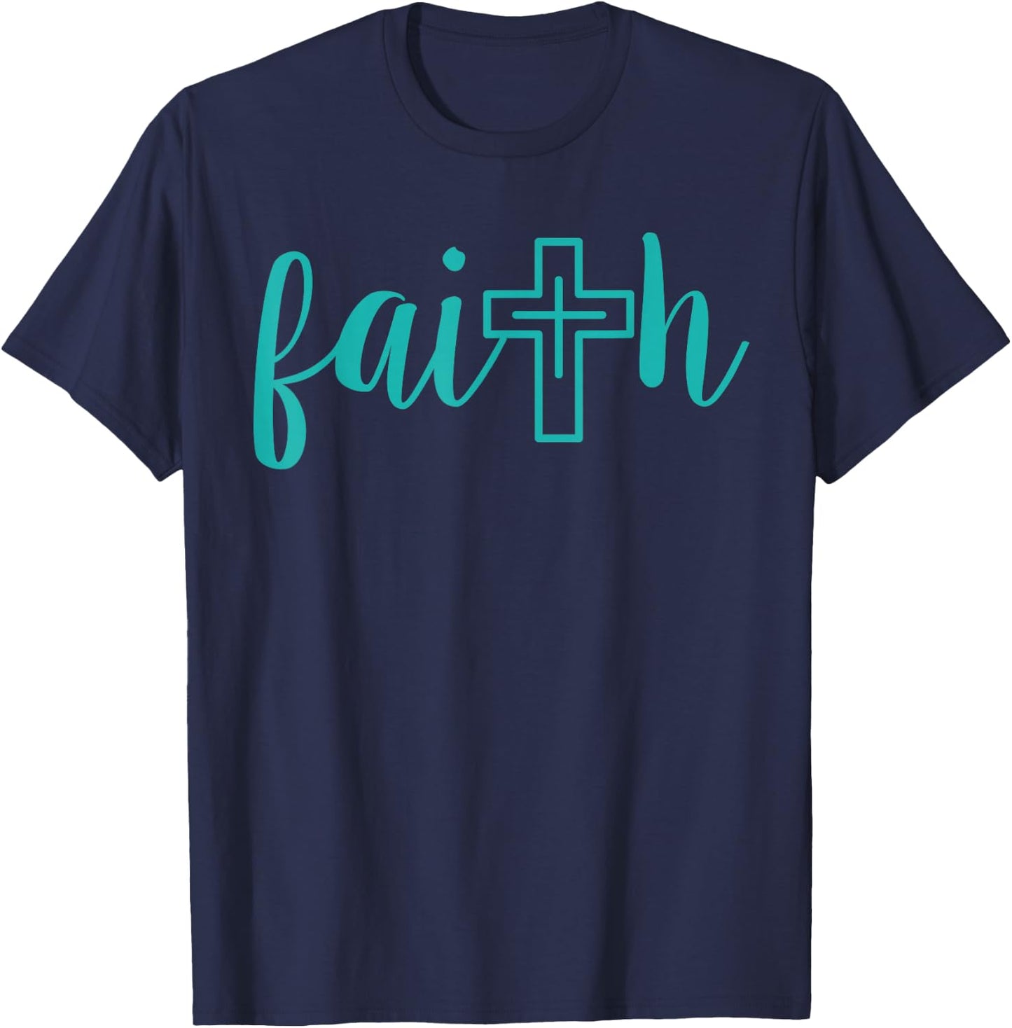Christian Faith Teal Cross Bible Study Thank You Gift T-Shirt - T-Shirt | Navy