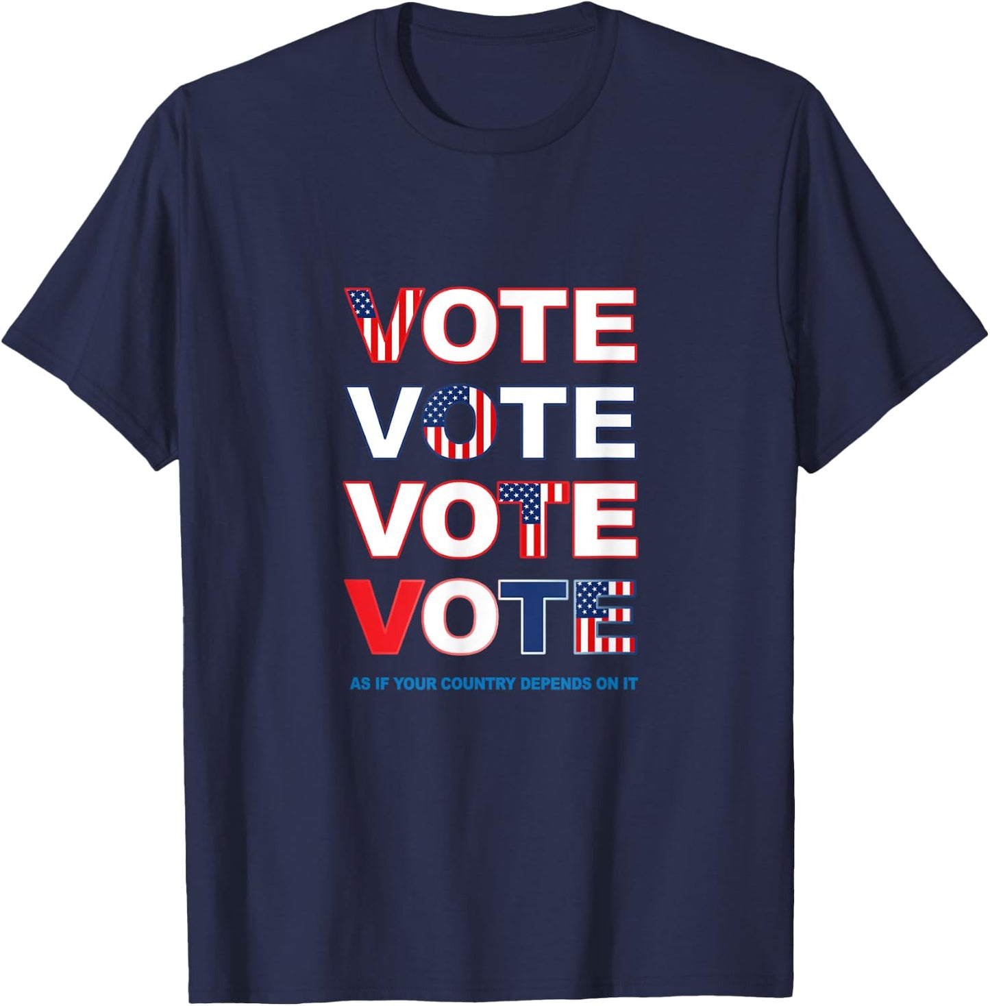 Vote Red White Blue Pro Democracy Patriotic Voter Election Women Men T-Shirt - T-Shirt | Navy