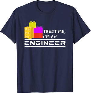 Engineer Kids Children Toy Big Building Blocks Build Builder T-Shirt - T-Shirt | Navy