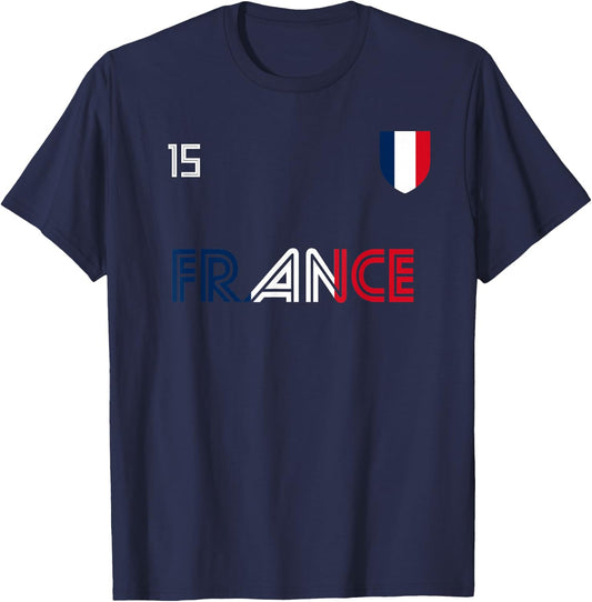 France Retro Soccer French Flag T-Shirt - T-Shirt | Navy
