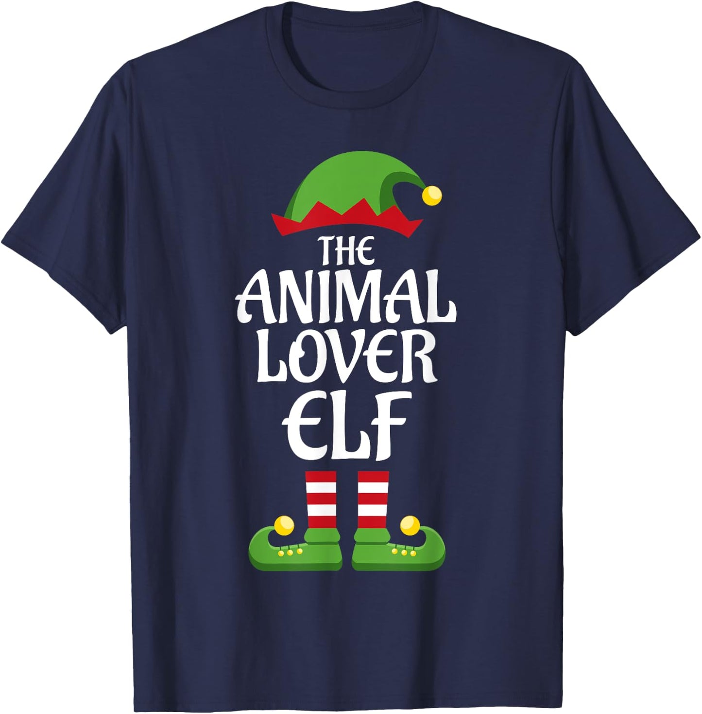 Animal Lover Elf Family Matching Group Christmas T-Shirt - T-Shirt | Navy
