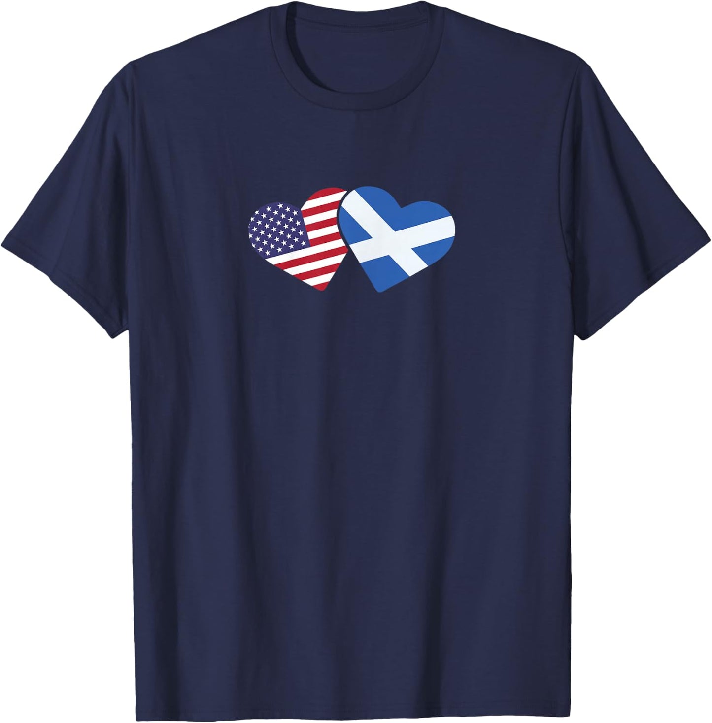 Scotland USA Flag T Shirt Heart Scottish American Love T-Shirt - T-Shirt | Navy