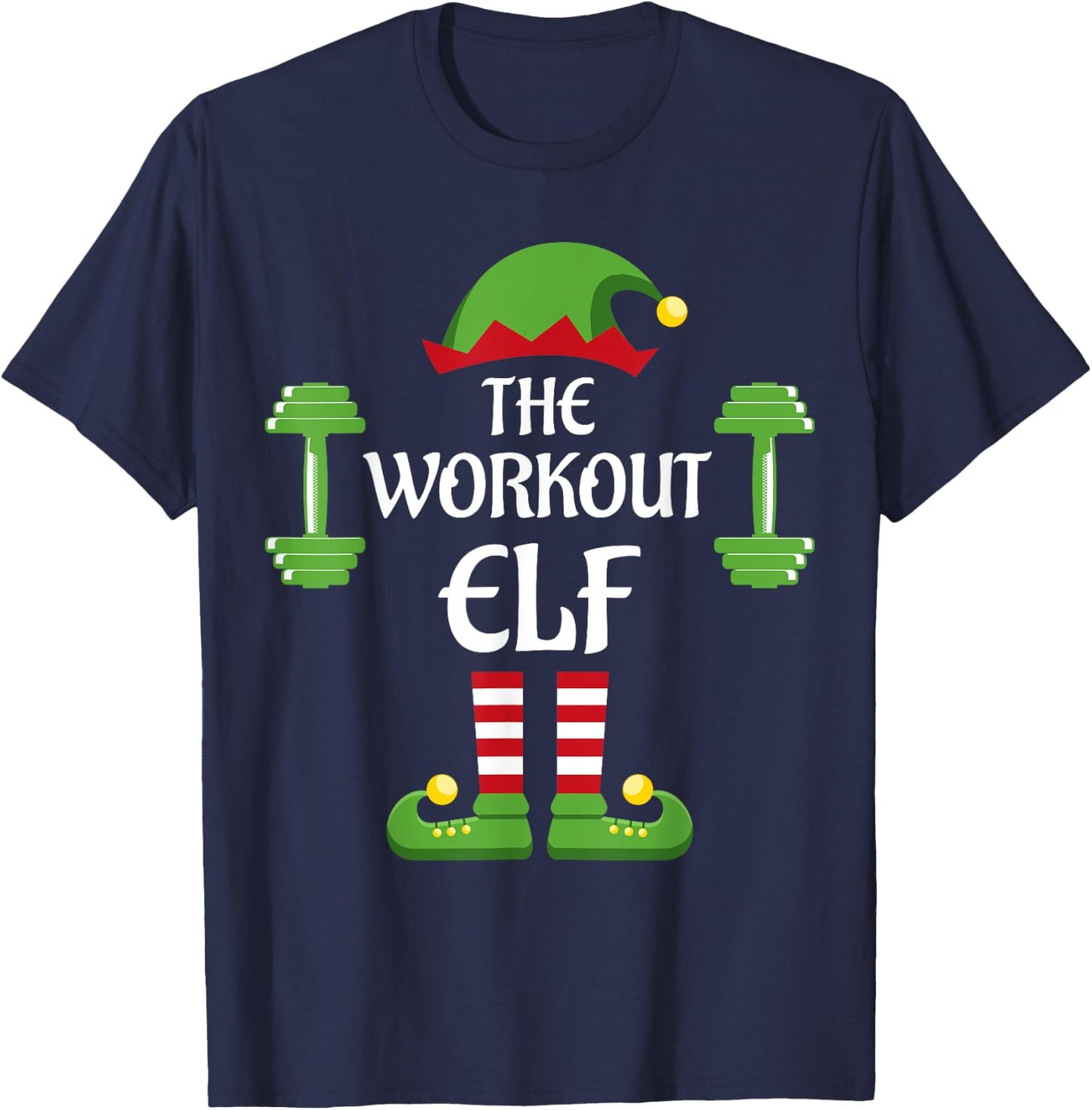 Workout Elf Family Matching Group Christmas Sporty T-Shirt - T-Shirt | Navy