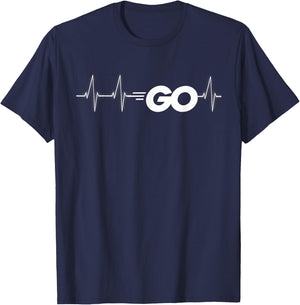Go Programming Language Go Logo Heartbeat Developer Gift T-Shirt - T-Shirt | Navy