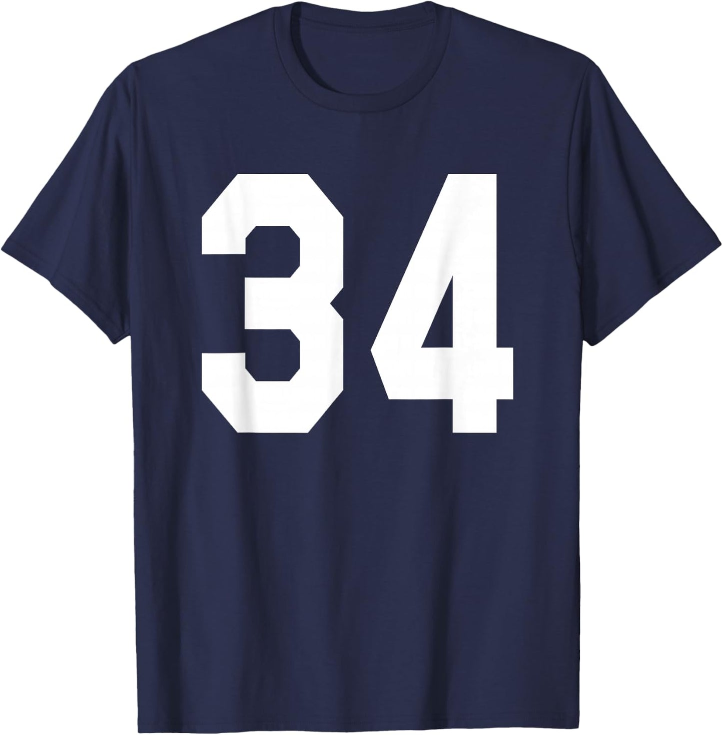Number 34 Sports Jersey Front and Back Team Player T-Shirt - T-Shirt | Navy