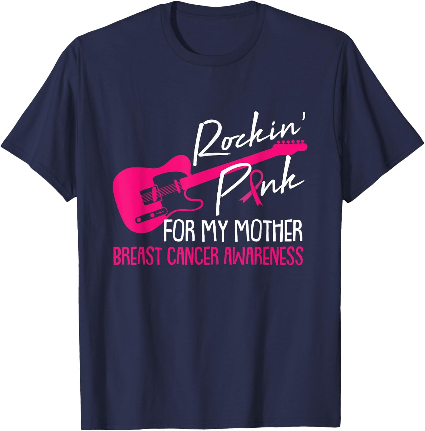 For My Mother Breast Cancer Awareness Pink Ribbon Warrior T-Shirt - T-Shirt | Navy