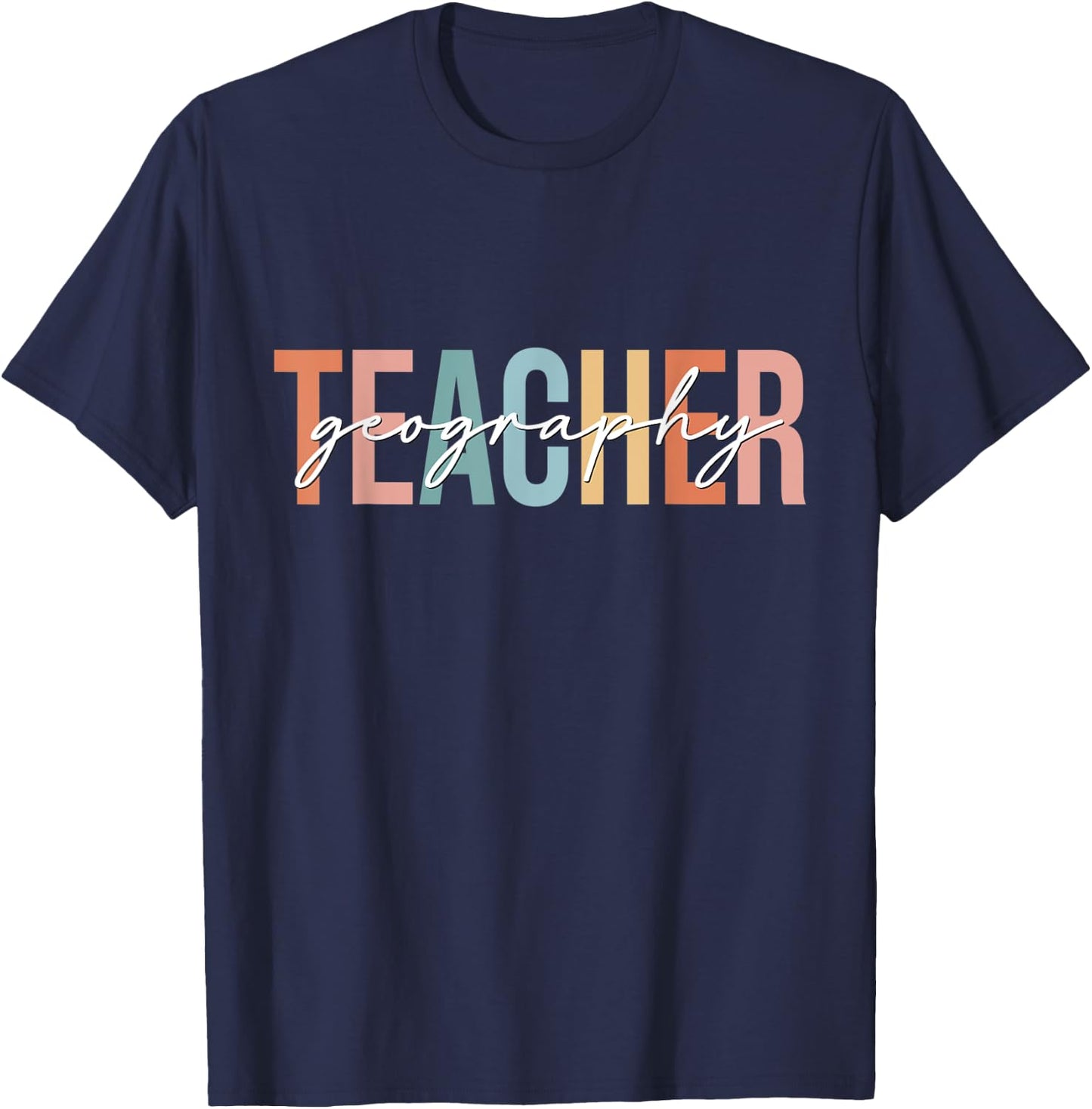 Boho Retro Vintage Geography Teacher Back To School Women T-Shirt - T-Shirt | Navy