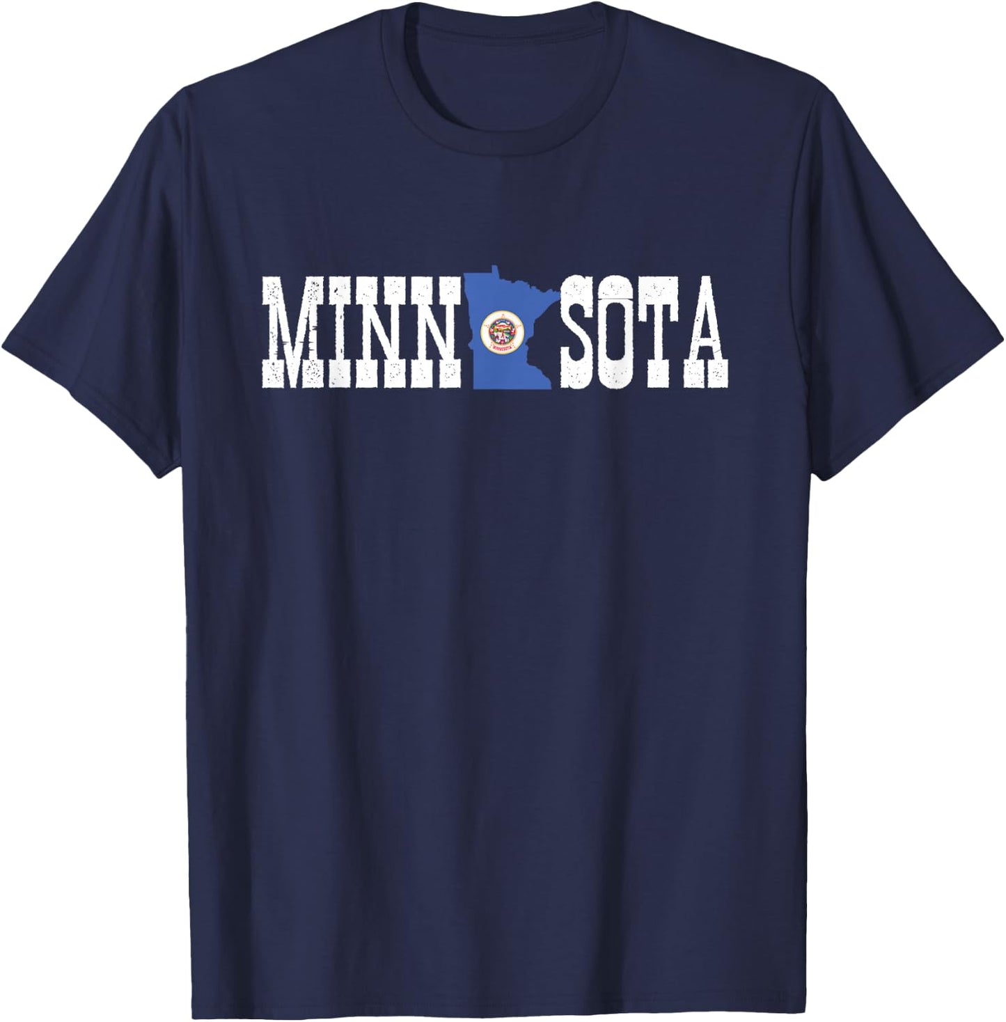 Minnesota State and Minnesota Flag with Pride for Minnesota T-Shirt - T-Shirt | Navy