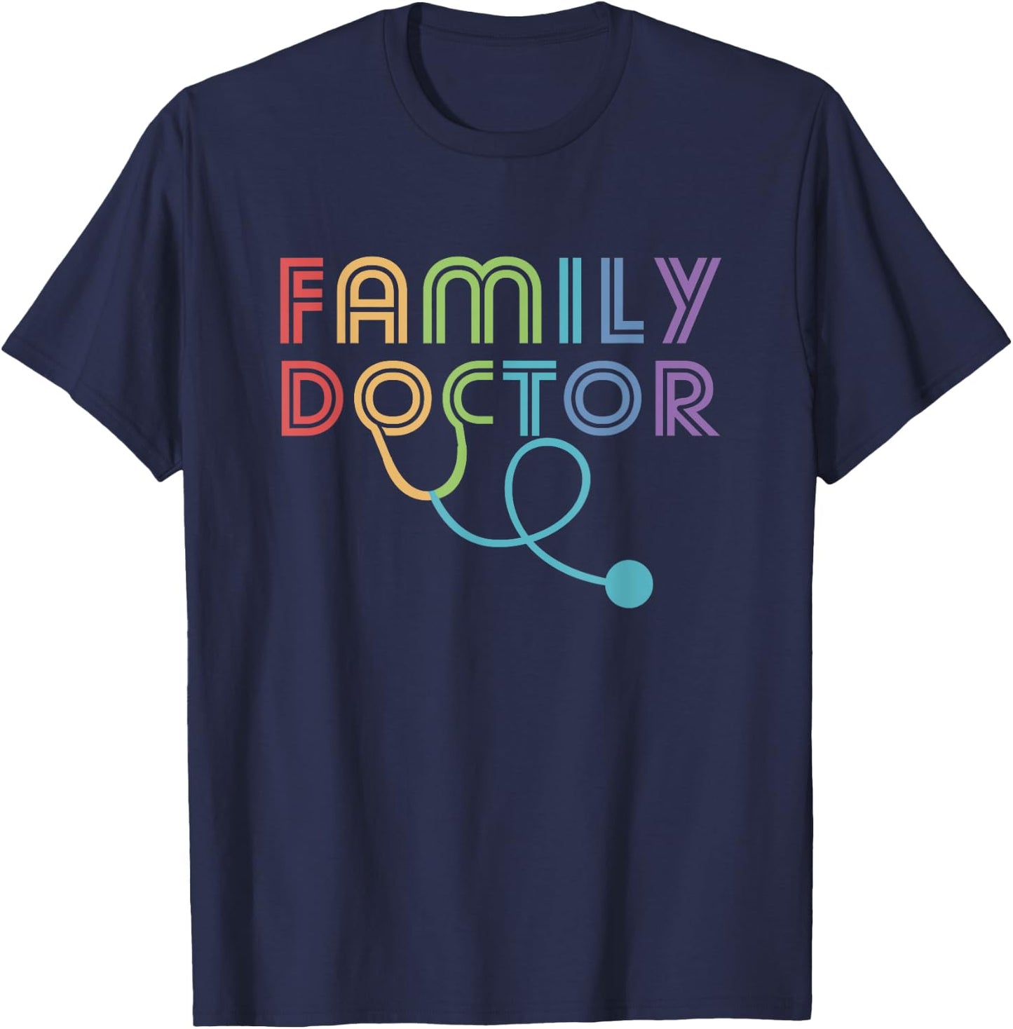 Retro Family Doctor Vintage Therapist Stethoscope Physician T-Shirt - T-Shirt | Navy