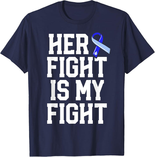 Her Fight Is My Fight Hydrocephalus Awareness Blue Ribbon T-Shirt - T-Shirt | Navy