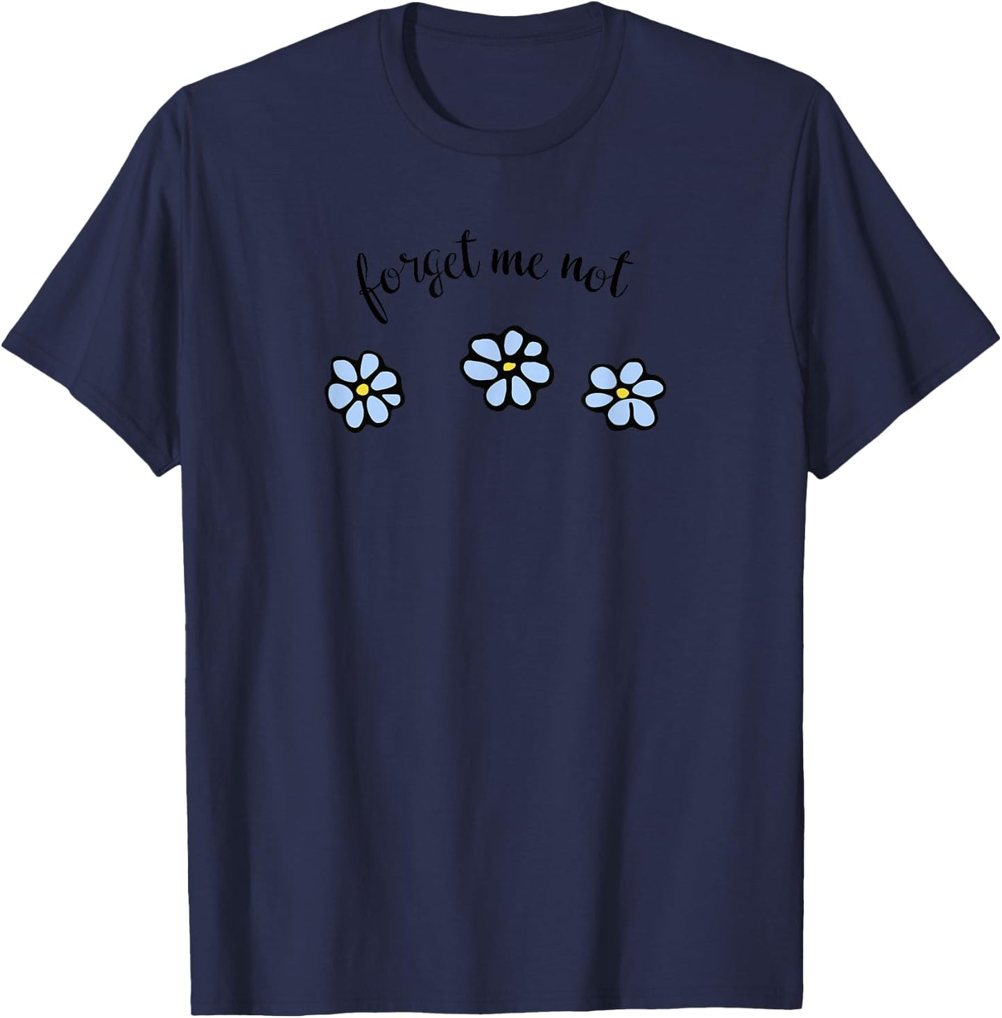 Forget Me Not Garden Flowers Floral T-Shirt - T-Shirt | Navy