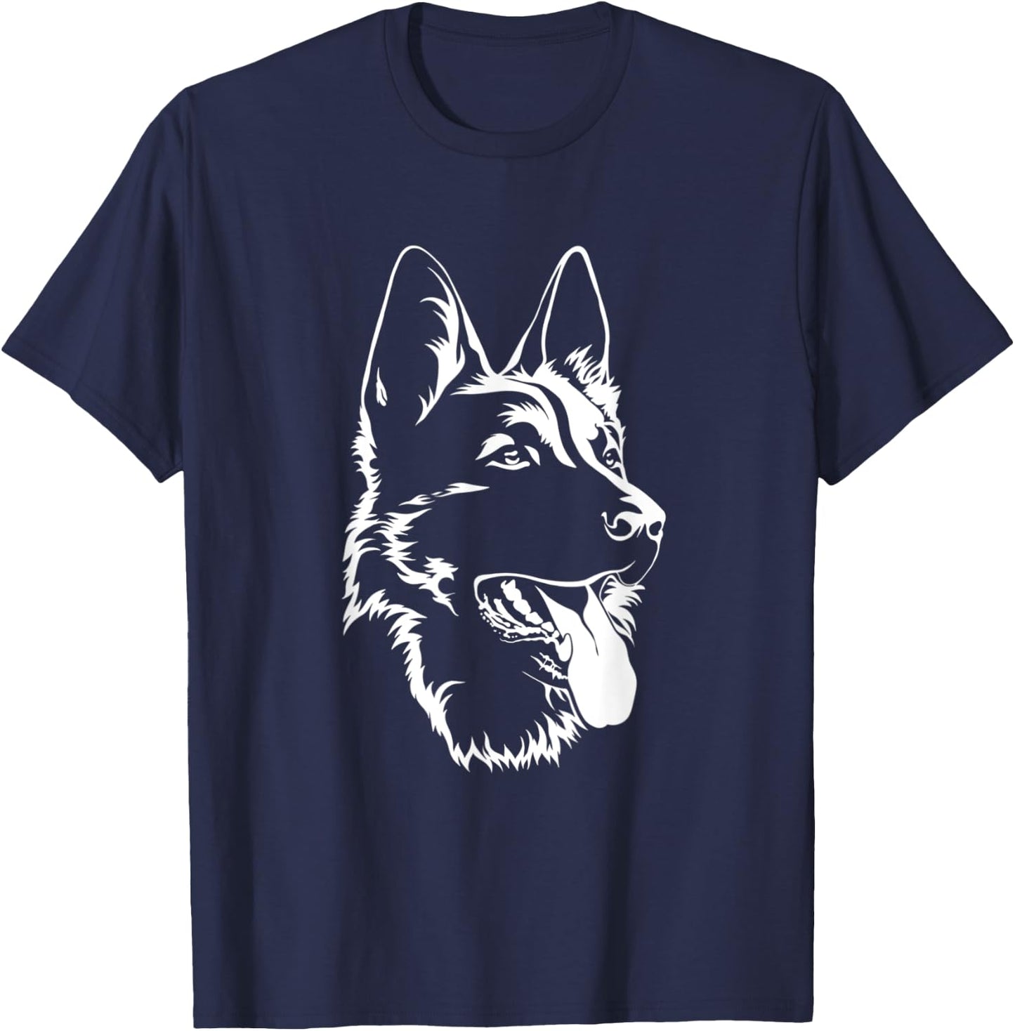 Dog Silhouette Sitting German Shepherd T-Shirt - T-Shirt | Navy
