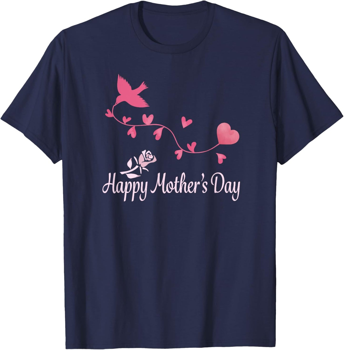 Happy Mother's Day - Bird with Heart T-Shirt - T-Shirt | Navy