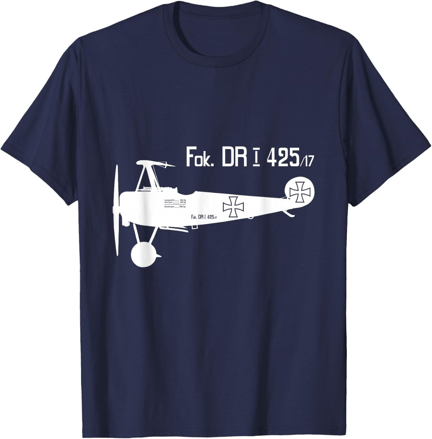 WW1 Military Triplane Aircraft Richthofen Plane Fokker DRI T-Shirt - T-Shirt | Navy