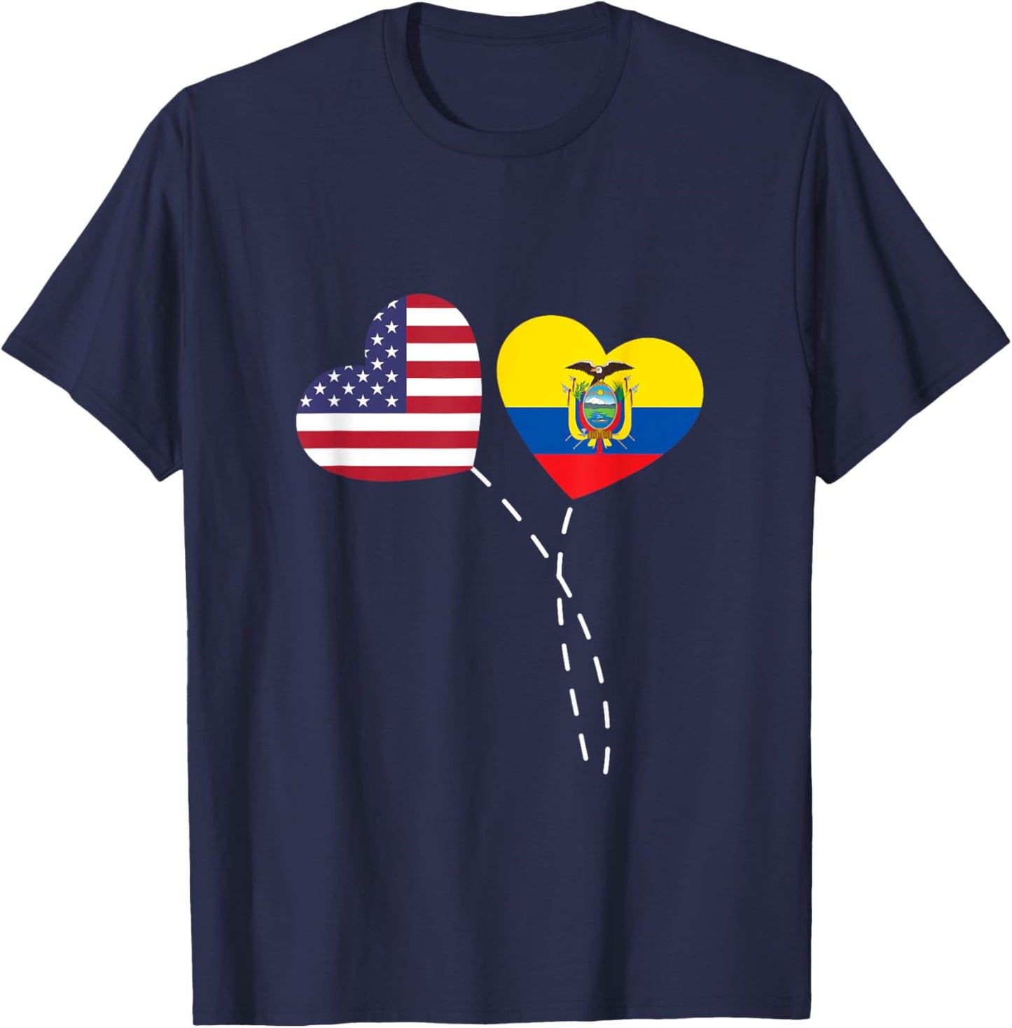 Loving USA Ecuador Flag Heart Ecuadorian Americans Love T-Shirt - T-Shirt | Navy
